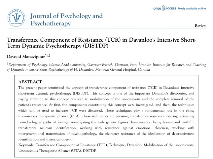 Transference Component of Resistance (TCR) in Davanloo
